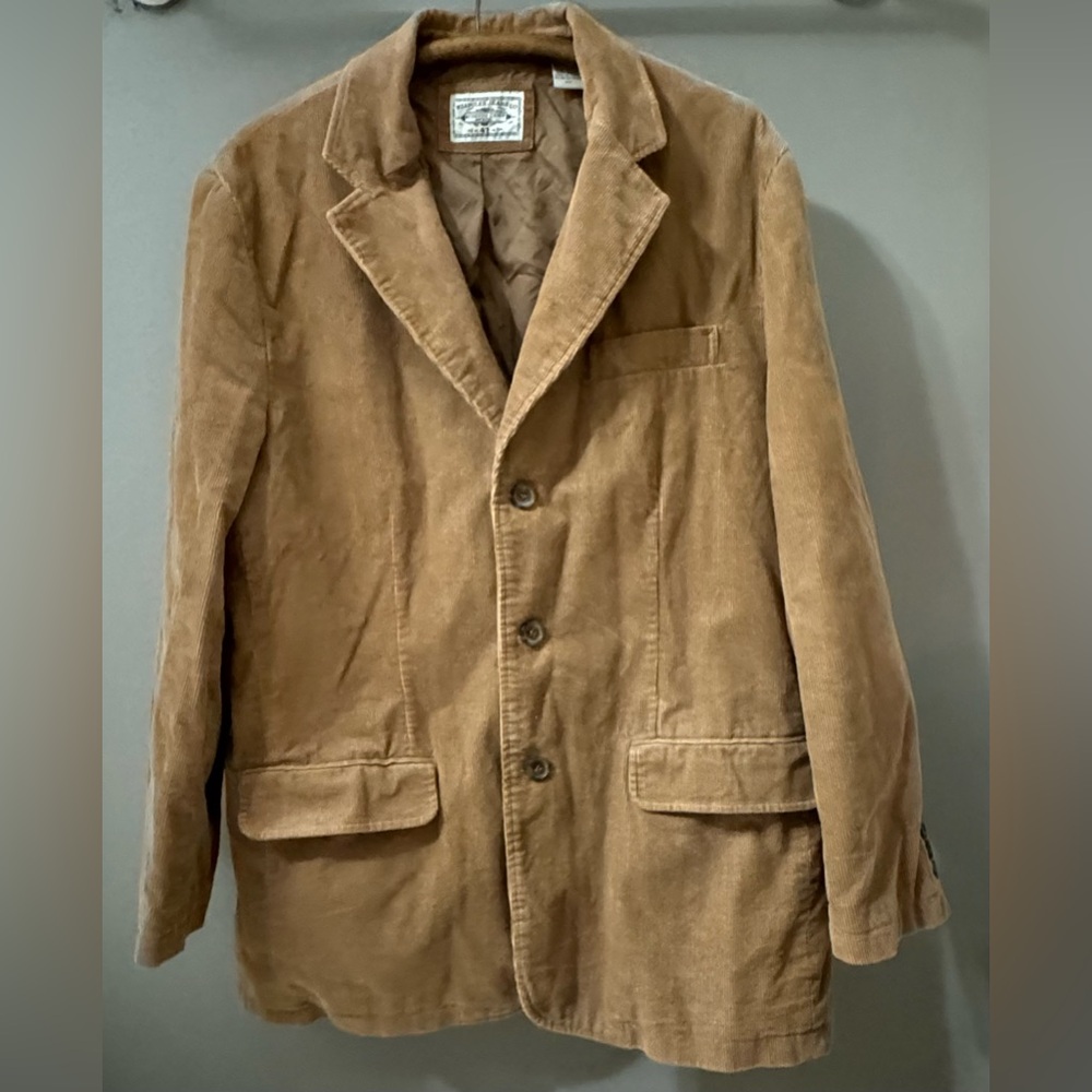 Wrangler Jeans Co Tan Brown Jacket Sz L
Buttons & 3 Pockets Cotton Corduroy Look